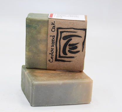 Oak moss and cedar wood goats milk soap